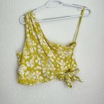 Free People Carmen one shoulder yellow tropical cropped tie blouse top size S Photo 1