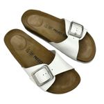 Project clouds Ibiza Sandals Leather Slides White Comfort Coastal Grandma shoes Size 8 Photo 1