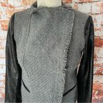 Vince  Boucle Lamb Leather Sleeve Moto Jacket Gray Black Womens XS Asymmetric Zip Photo 6