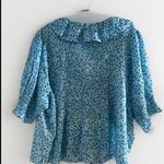 Doen Henri Ruffle Top Blue Daisy Fields Print Organic Cotton XLarge NEW‎ Size XL Photo 9