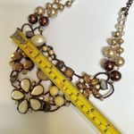Chico's  Nikki faux pearl brown and yellow beaded rhinestone statement necklace Photo 4