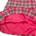 Vintage 90s City Silk Stretch Red Plaid Pleated High Waisted Mini Skirt Size 4 Photo 3