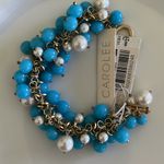 Vintage Carol Lee Blue Bead and Faux Pearl Bracelet Photo 3