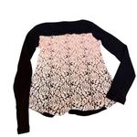 Andrea Jovine Black Long Sleeve Henley Top Contrast White Rose Lace Panels Sz S Photo 9