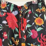 Natori Womens LG Satin Sleep Pants Black Floral Vibrant Wide Leg Tropical Flowy Photo 1