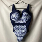 Adore Me NWT ONE PIECE SWIMSUIT WO SIZE40 H(BRA SIZE 12/14)NAVY PURPLE BACK HOOK Photo 1