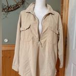 Aerie Beige Ribbed Pullover Quarter Zip size Small (oversized) Photo 1