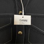 Ganni NEW Sable Topstitch Crepe Swing Button Front Mini Dress Black Sz 36 SNAGS Photo 6