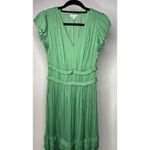 Current Air  Sereia Pleated Midi Dress Women's Small Green Flutter Modern Ruffle Photo 1