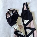 Bebe  Bandage Dress Small Pink Black Y2k Club Stretch Sleeveless Bodycon Photo 9