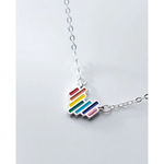 Boutique NEW Rainbow Heart 925 Sterling Silver Necklace, 16-18”‎ Photo 3