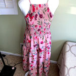 Simplee Apparel Simplee Raccolta Carta pink floral crisscross back smock tier ruffle maxi dress Photo 11