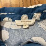 Haute Hippie Blue White Abstract Batik Print Tie Front Linen Rayon Shirt Top S Photo 4