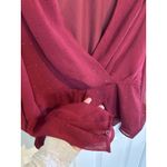 EXPRESS Burgundy Romantic Sheer Sleeve Top Size Large Whimsigoth Goth Coquette Photo 3