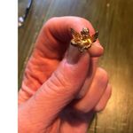 Vintage Cherub Angel Holding Heart Gold Tone Metal Lapel Pin Photo 1