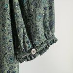 Loft Olive Green Floral Flower Print Blouse Shirt Top Short Sleeve Size Small Photo 5