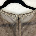 XScape Noah Illusion Long Sleeve Lace Matte Jersey Gown Ruched Size 6 Navy Gold Photo 14