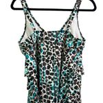 NWT Swim Solutions Floating Islands Tiered Ruffle V Neck Tankini Swimsuit Top 10 White Photo 3