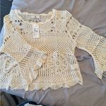 Cream Crochet Bell Sleeve Top Boutique Branded AZ Size M Photo 5