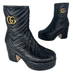 Gucci 95mm Matelasse' Leather Platform Boots in Black Photo 2