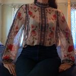 Jealous Tomato semi sheer floral long sleeve blouse size M Photo 7