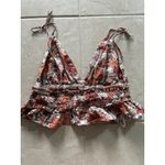 Sim & Sam Top Womens XL Pink Cropped Tie Festival Floral Boho Beachy Tropical Red Photo 2