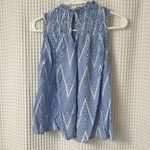 THML  Sleeveless Patterned Blue and White High Neck Tank Top Size Small Photo 2
