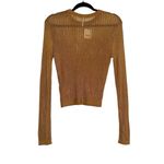 Free People NWT H2O Crew Open Knit Long Sleeve Pullover Top MEDIUM in Tiger Eye Photo 4