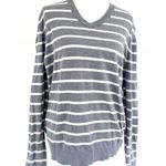 Aeropostale Gray White Stripe Long Sleeve VNeck Knit Sweater Photo 0