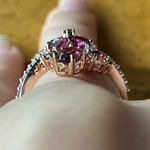 Natural Wine Garnet Sterling Silver Cocktail Ring Size 6 Pink Photo 1