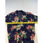 Zara Basic Floral Bomber Jacket Size XS Navy Blue Orange Green Flowers Photo 3