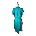 Current Air Dress Women Medium Teal Silky Belted V Neck Short Sleeve Mini Party Photo 5