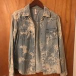 Tie dye jean button down denim shirt shirt Blue Photo 2