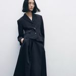 ZARA Navy Blue Tailored Wool Blend Lapel Collar Long Sleeves Luxury Blazer Sz M Photo 2