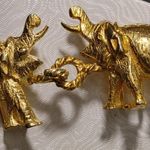 Mimi Di N 1972 Elephants Interlocking Statement Belt Buckles Vintage Gold Tone Photo 0
