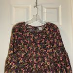 Time & Tru  Black Multicolor Floral 3/4 Bell Sleeve Blouse Small Photo 4