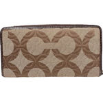 Coach  Monogram Zip Around Quilted Signature Wallet Clutch brown Photo 1