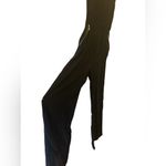 XOXO  black jumpsuit gold studs purple sequin thon strap zip pockets wide leg Photo 2