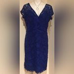 Scarlett MWT Royal BlueTiered Sequence Lace V Neck Front & Back Midi Dress Sz 14 Photo 1