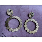 Lot of 3 Vintage Statement Earrings Pearl Hoops Beaded Tassel Dangle Studs Gold Photo 4