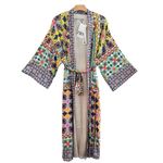 ZARA Boho Print Satin Belted Kimono Robe Dress Size M NEW Photo 4