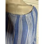 Fever Striped Off Shoulder Top Flowy Bell Sleeve Blouse Bohemian Style Small Blue Photo 2