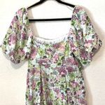 BCBGeneration  Floral off shoulder Puff sleeves white & pink mini dress size 6 Photo 4