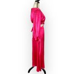 Rahi Cierra Dress Women's Medium Fuchsia Pink Satin Midi Cutout Balloon Sleeve Photo 5