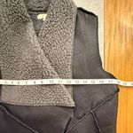 Cherish Faux Leather & Sherpa Drape Vest Black Gray Western XS MJ5306 Photo 5