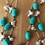 Beaded Stone Fresh Water Pearls Necklace Vintage Photo 2