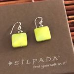 Silpada  Sterling Silver Green Mother of Pearl Pyrite Bead French Wire Earrings Photo 2