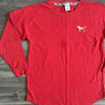 PINK - Victoria's Secret Victoria’s‎ Secret Pink Long Sleeve Christmas Sweater Spirit Jersey Red Small Photo 2