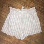 American Eagle  M striped paper bag raw string shorts Photo 2