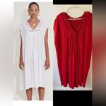 SUZIE KONDI Red V Neck Crochet Midi Cotton Gause Dress Size XS Photo 1